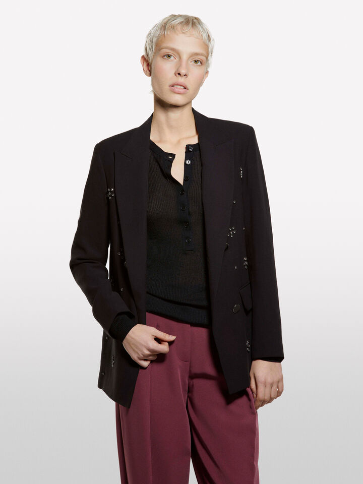 Blazer mit Schmuckstein-Applikation - blazer für damen - Schwarz | Sisley image number 3